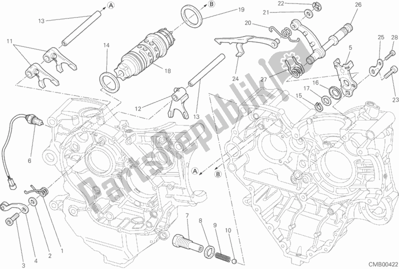 All parts for the Gear Change Mechanism of the Ducati Multistrada 1200 S Pikes Peak Brasil 2015
